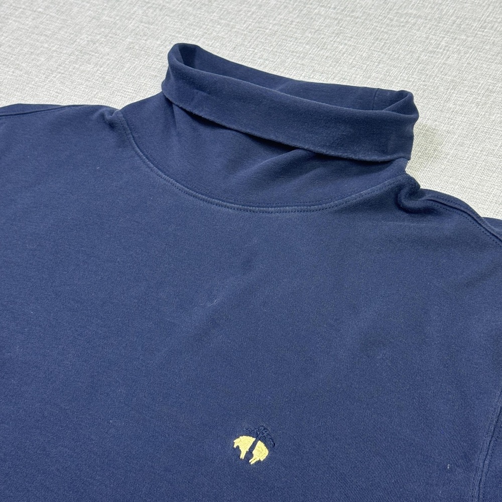 Brooks Brothers Turtleneck Shirt Mens L Blue Cotton Tight-Knit Pullover Logo